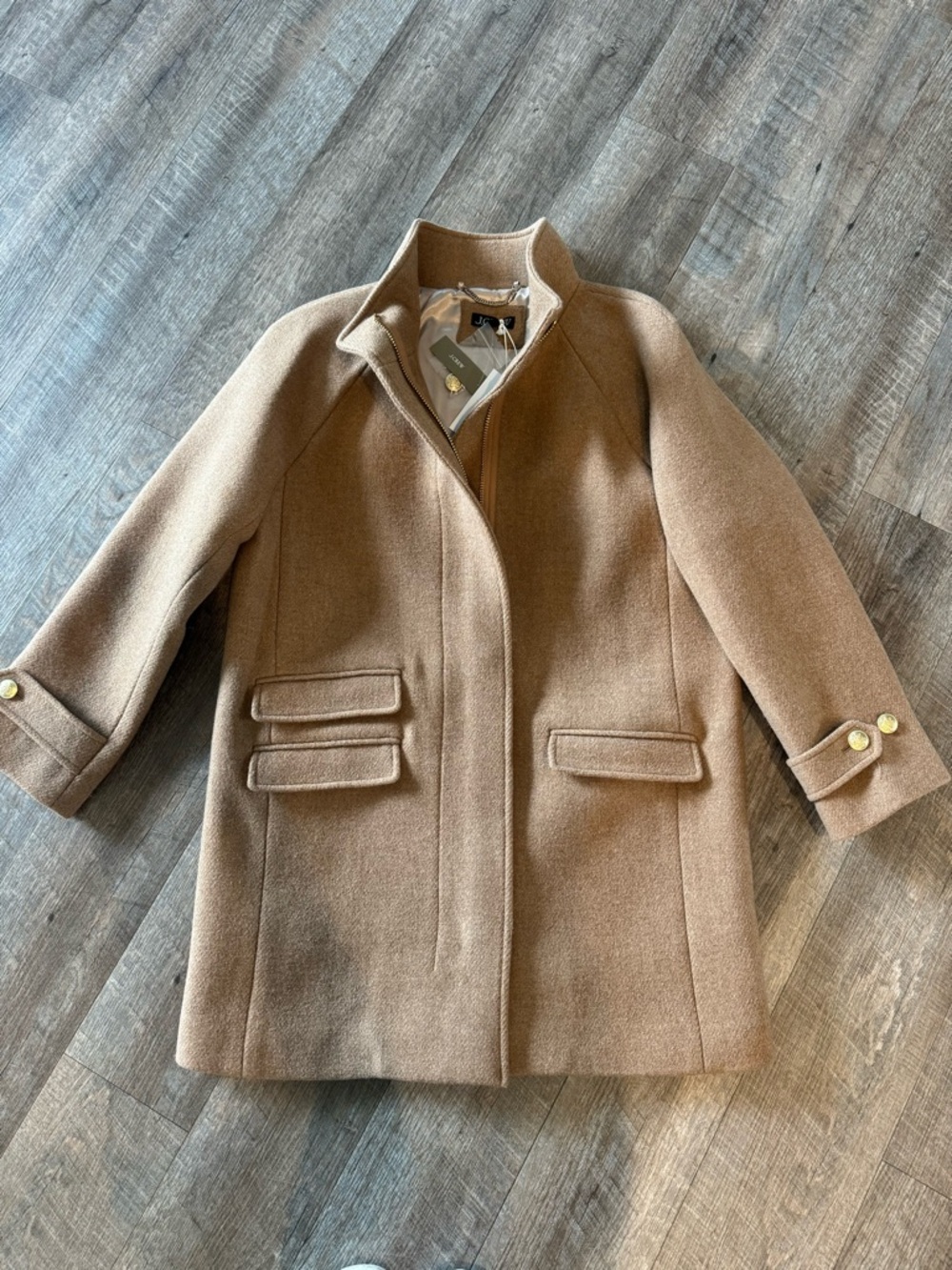 J. Crew Camel Toscana Stadium Coat Italian Wool Blend - Picture 2 of 10